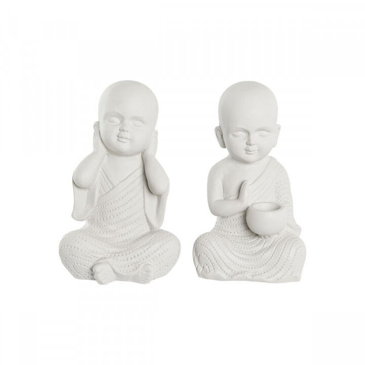 Figurine Décorative DKD Home Decor 25,5 x 19 x 39 cm Blanc Moine Oriental (2 Unités)