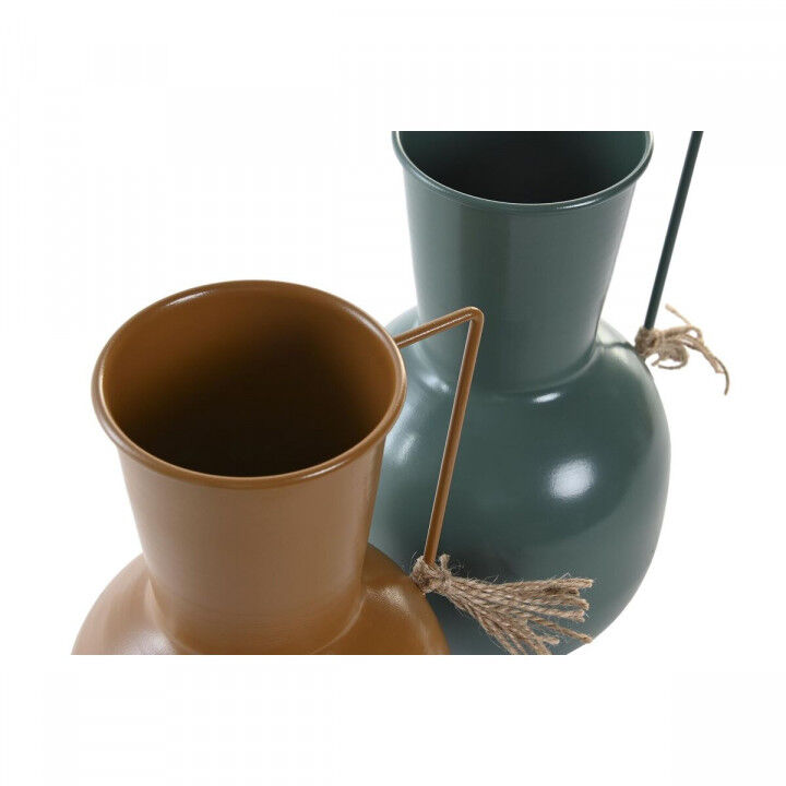 Vaso DKD Home Decor 14.5 x 13 x 24 cm Metallo Arancio Verde Senape (2 Unità)