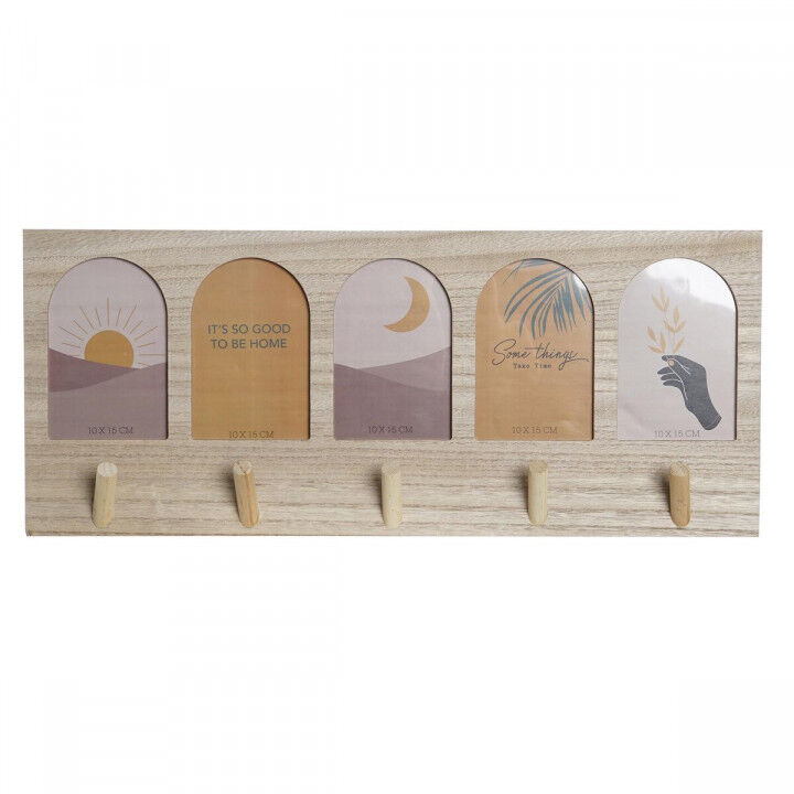 Coat rack DKD Home Decor 56 x 5 x 23,5 cm Natural Multicolour MDF Wood Boho