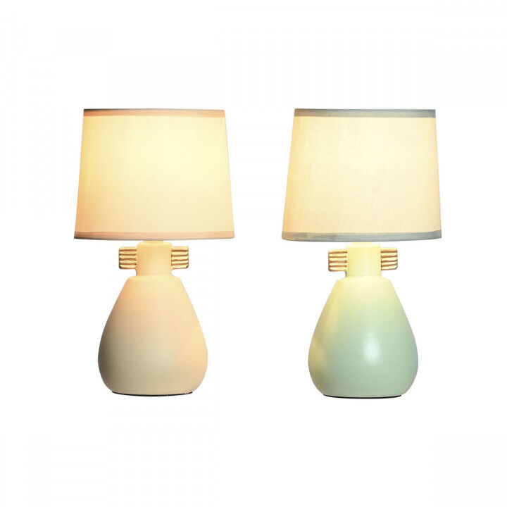 Bureaulamp DKD Home Decor Stof Polyester Groen Crème Keramiek 220 V 40 W (2 Stuks) (16 x 16 x 27 cm)