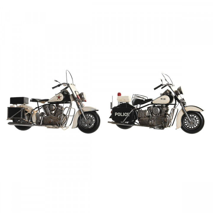 Deko-Figur DKD Home Decor 35 x 14 x 24 cm Schwarz Motorrad Weiß Vintage (2 Stück)