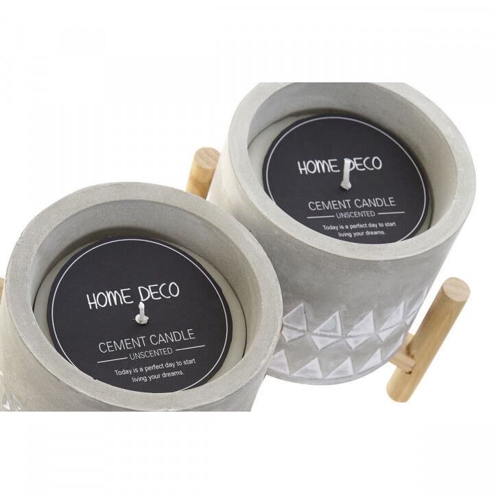 Kaars DKD Home Decor Grijs Hout Bruin Cement Aluminium Was (10 x 10 x 12 cm) (2 Stuks)