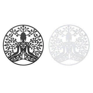 Wall Decoration DKD Home Decor 100 x 1 x 100 cm Black Buddha White Oriental (2 Units)