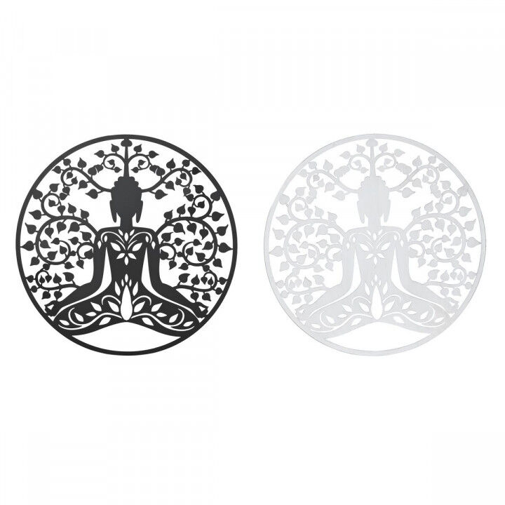 Decorazione da Parete DKD Home Decor 100 x 1 x 100 cm Nero Buddha Bianco Orientale (2 Unità)