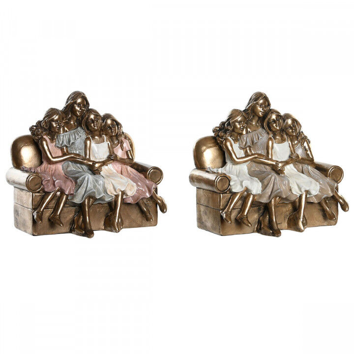 Decoratieve figuren DKD Home Decor 17 x 10,5 x 15,5 cm Roze Gouden Wit (2 Stuks)