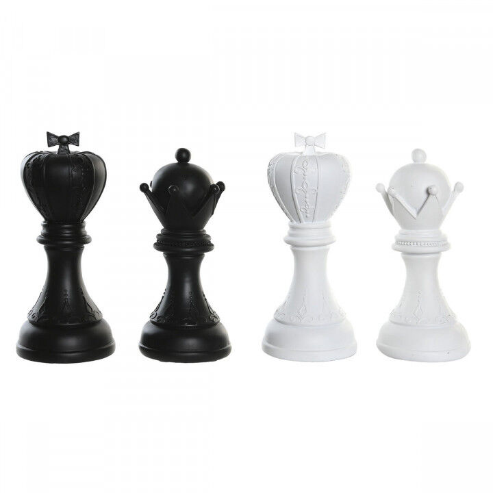 Decoratieve figuren DKD Home Decor Wit Zwart Schaakstukken 12 x 12 x 25,5 cm (4 Stuks)