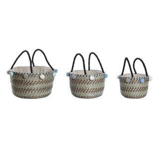 Set de basket DKD Home Decor Pompons 43 x 43 x 43 cm