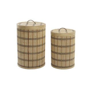 Set de basket DKD Home Decor Marron Naturel Bambou (2 Pièces)