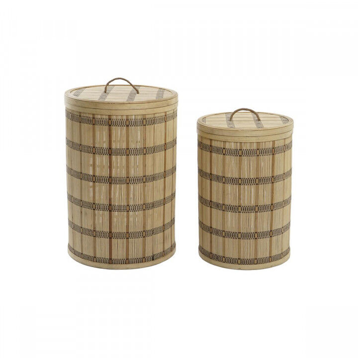 Juego de Cestas DKD Home Decor Marrón Natural Bambú (2 Piezas)