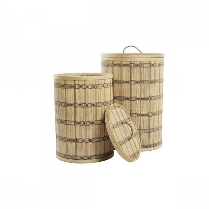 Set de basket DKD Home Decor Marron Naturel Bambou (2 Pièces)