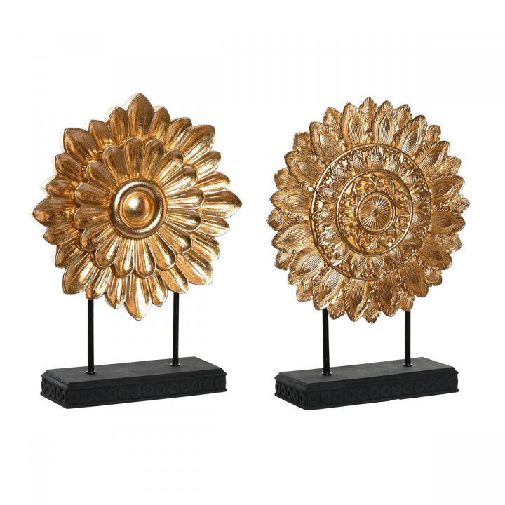 Figurine Décorative DKD Home Decor 25 x 8 x 34 cm Noir Doré Moderne Cercles (2 Unités)