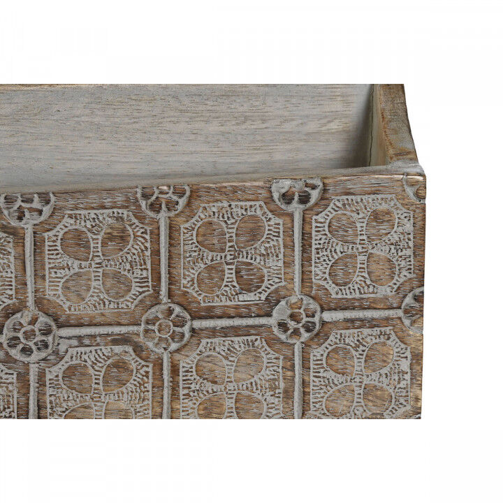 Contenitore per Sistemare Multiuso DKD Home Decor Bianco Naturale Legno di mango 32 x 13 x 21 cm (12 Unità)