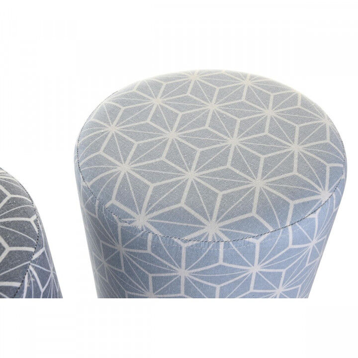 Voetensteun DKD Home Decor 31 x 31 x 33 cm Blauw Hemelsblauw Pijnboom Geometrisch Mediterrane (2 Stuks)