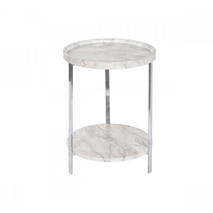 Table d'appoint DKD Home Decor Blanc Argenté Métal Bois MDF 40 x 40 x 53 cm