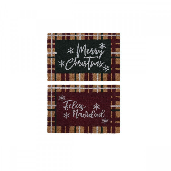 Paillasson DKD Home Decor Blanc Marron Rouge Vert PVC Fibres de coco 60 x 40 x 1,5 cm (2 Unités)