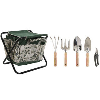 Kit de herramientas de jardinería Home ESPRIT Blanco Verde Poliéster Aluminio 7 Piezas