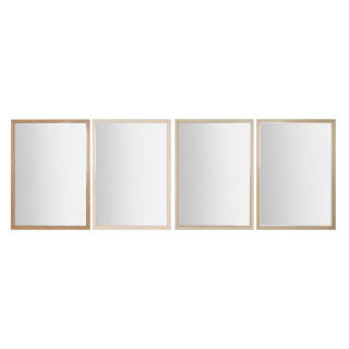 Espejo de pared Home ESPRIT Blanco Marrón Beige Gris 66 x 2 x 92 cm (4 Unidades)