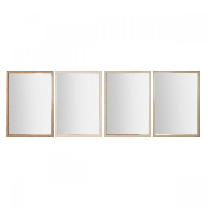 Wall mirror Home ESPRIT White Brown Beige Grey 66 x 2 x 92 cm (4 Units)