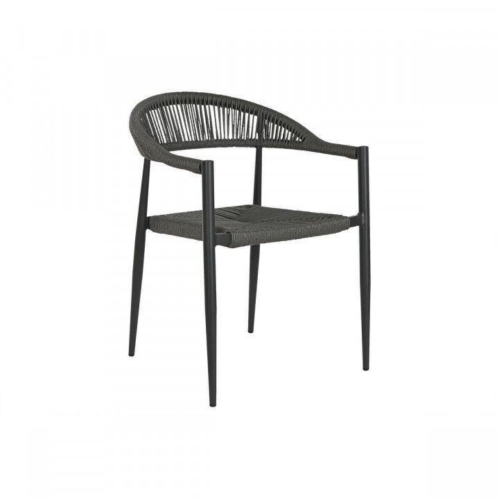 Chaise de jardin Home ESPRIT Noir Gris foncé Aluminium Rotin 56 x 60 x 78 cm