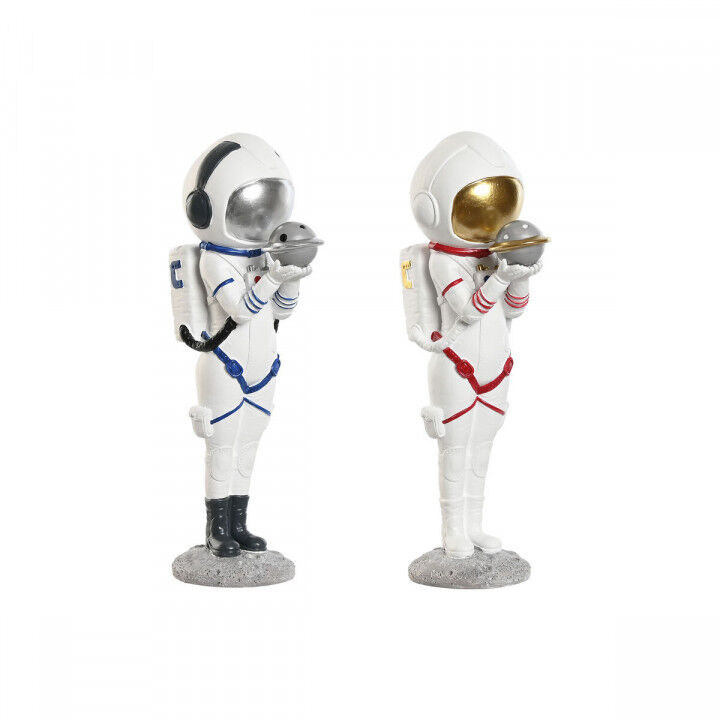 Decoratieve figuren Home ESPRIT Blauw Wit Rood Gouden Vrouw Ruimtevaarder 11 x 7 x 25 cm (2 Stuks)