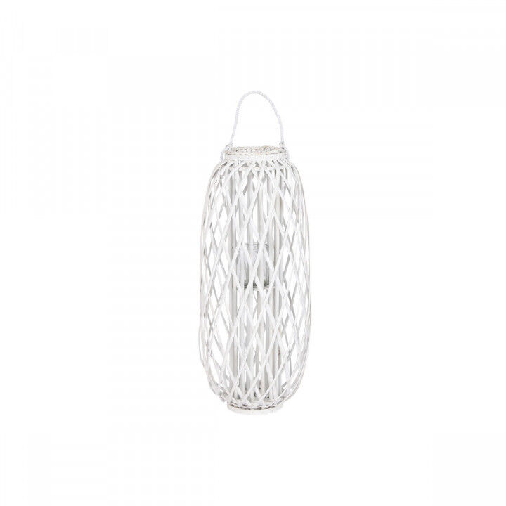 Bougeoir Home ESPRIT Blanc osier Verre 34 x 34 x 80 cm