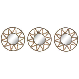 Set di Specchi Home ESPRIT Naturale Scandi 20 x 1 x 20 cm (3 Pezzi)
