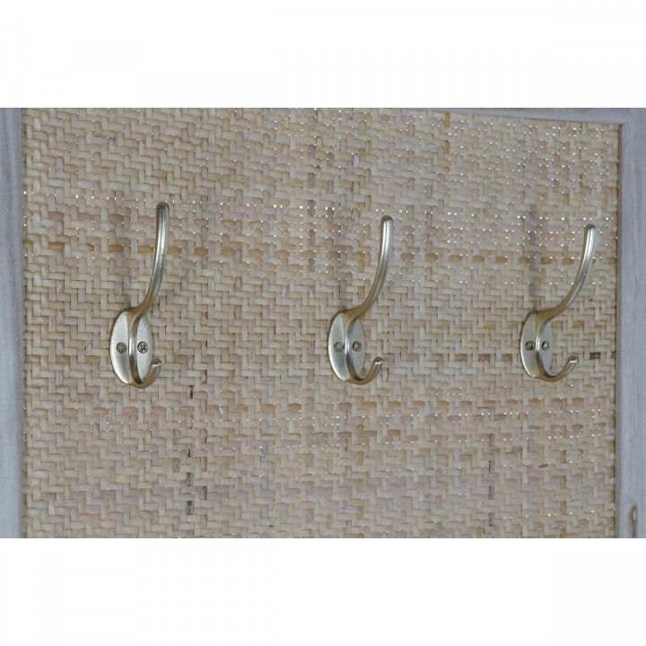 Coat rack with mirror Home ESPRIT Natural Rattan Paolownia wood Mirror 92 x 40 x 181 cm