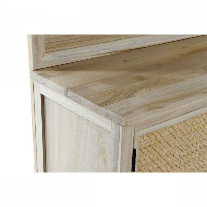 Appendiabiti con specchio Home ESPRIT Naturale Rattan Legno di paulownia Specchio 92 x 40 x 181 cm