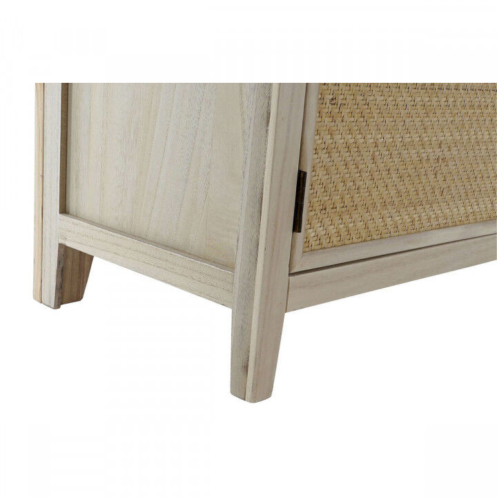 Coat rack with mirror Home ESPRIT Natural Rattan Paolownia wood Mirror 92 x 40 x 181 cm