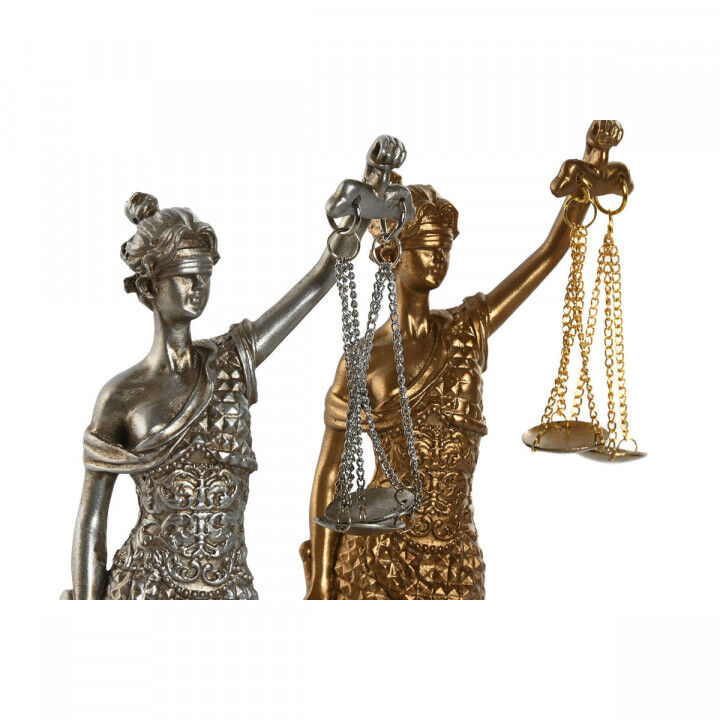 Figura Decorativa Home ESPRIT Dorado Plateado Resina 8,5 x 7,5 x 25 cm (2 Unidades)