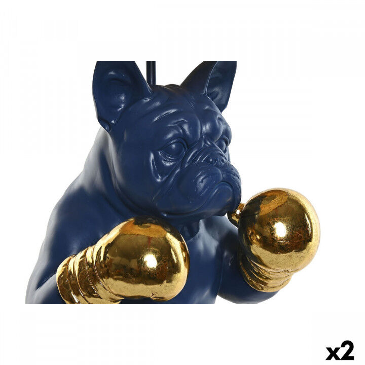 Bureaulamp Home ESPRIT Blauw Zwart Oranje Gouden Hars 50 W 220 V 36 x 36 x 55 cm (2 Stuks)