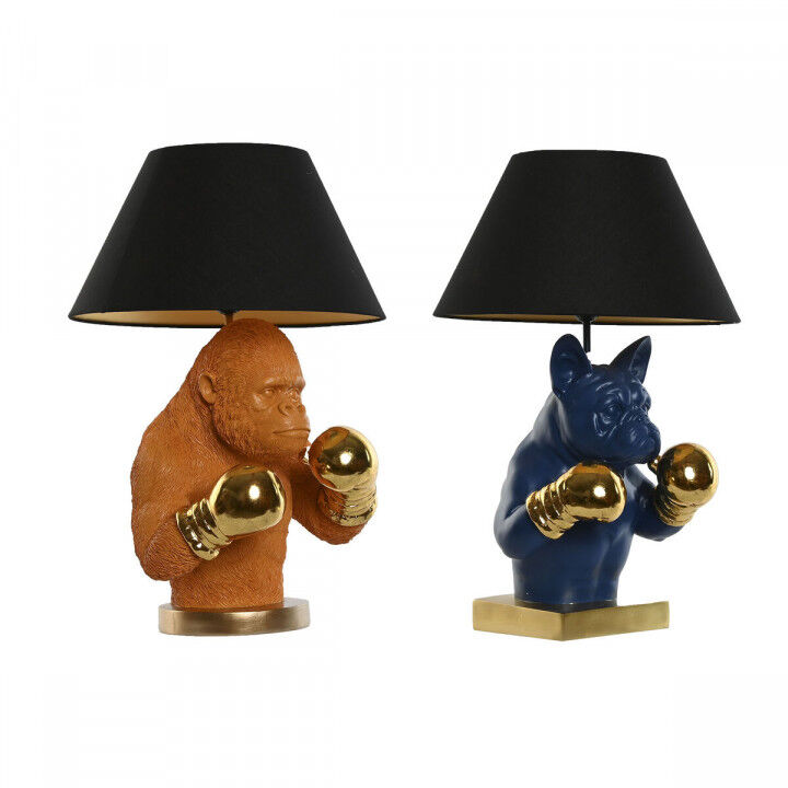 Desk lamp Home ESPRIT Blue Black Orange Golden Resin 50 W 220 V 36 x 36 x 55 cm (2 Units)