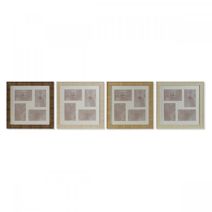 Cornice Portafoto Home ESPRIT Marrone Beige Naturale Avorio Cristallo polistirene Scandinavo 38 x 2 x 38 cm (4 Unità)
