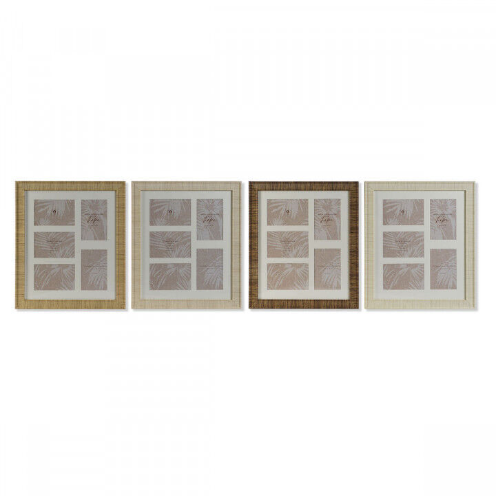 Cadre photo Home ESPRIT Marron Beige Naturel Ivoire Verre polystyrène Scandinave 34 X 2 X 38 cm (4 Unités)
