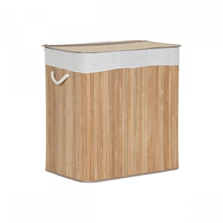 Korb für schmutzige Wäsche Home ESPRIT Weiß natürlich Bambus 140 L 60 x 40 x 60 cm