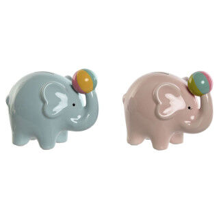 Money box Home ESPRIT Dolomite Elephant 17 x 11 x 14,5 cm (2 Units)