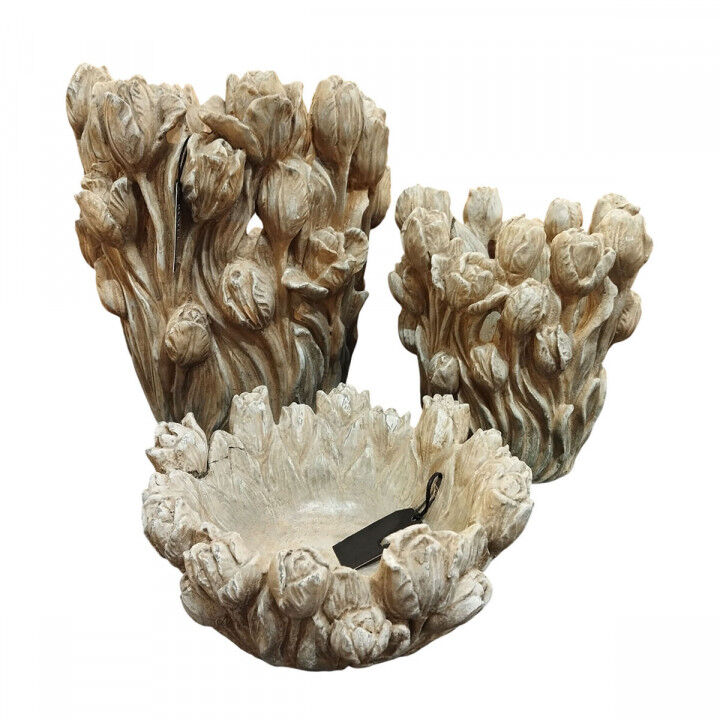 Vase Home ESPRIT Grey Cement Tulip 21 x 21 x 23 cm