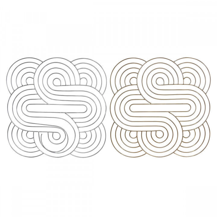 Décoration murale DKD Home Decor Doré Argenté Abstrait Oriental 61 x 1 x 61 cm (2 Unités)