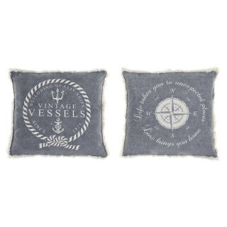 Kissen DKD Home Decor Blau Weiß Randbereich Mediterraner Marineblau 45 x 10 x 45 cm (2 Stück)