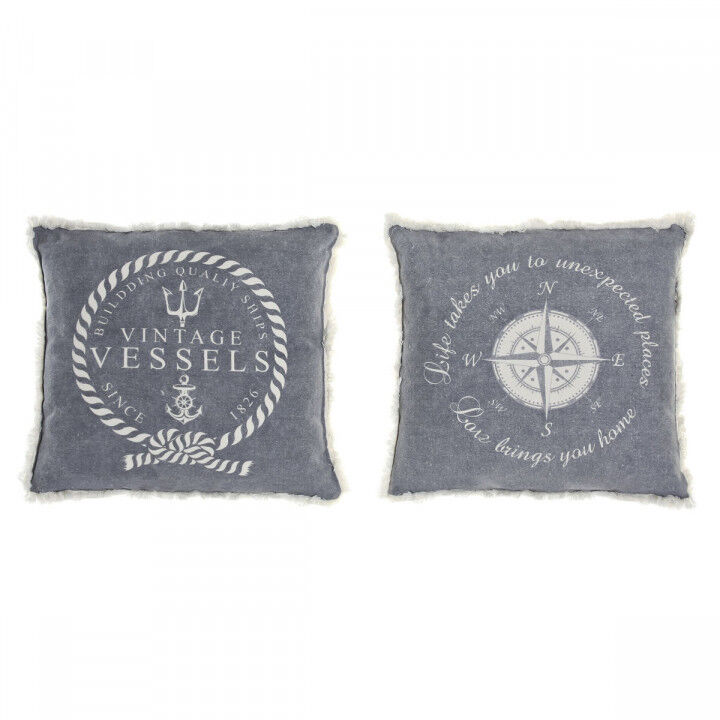 Cuscino DKD Home Decor Azzurro Bianco Frange Mediterraneo Marino 45 x 10 x 45 cm (2 Unità)