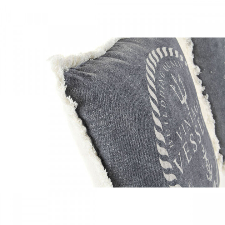 Cushion DKD Home Decor Blue White Fringe Mediterranean Navy 45 x 10 x 45 cm (2 Units)