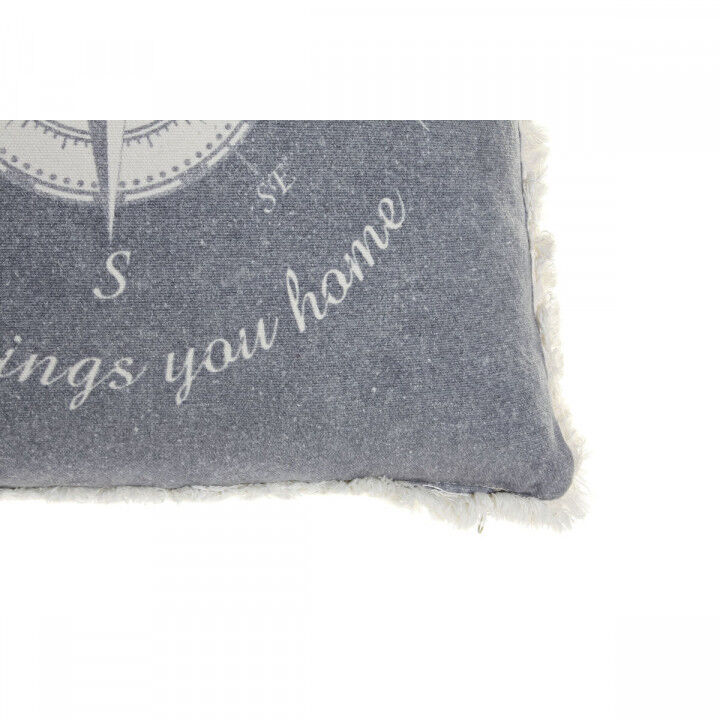 Cuscino DKD Home Decor Azzurro Bianco Frange Mediterraneo Marino 45 x 10 x 45 cm (2 Unità)