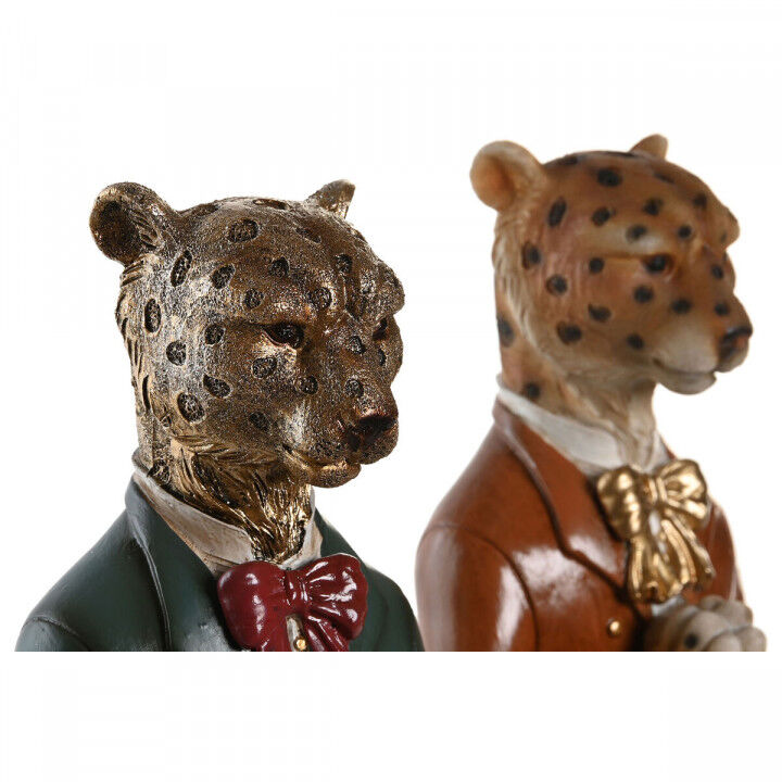 Figura Decorativa DKD Home Decor Azul Marrón Dorado Leopardo 16 x 9,5 x 23 cm (2 Unidades)