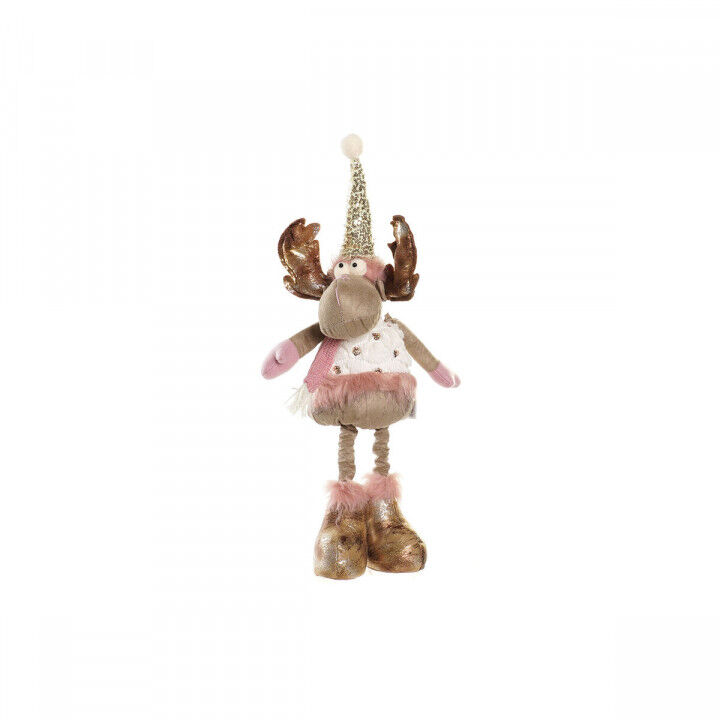 Christmas bauble DKD Home Decor White Pink Golden Reindeer 15 x 17 x 50 cm (2 Units)