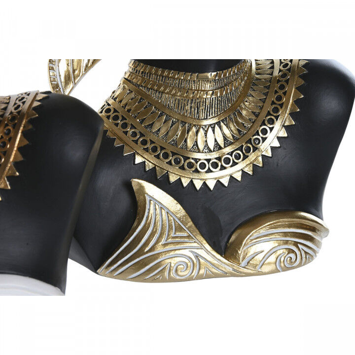 Decoratieve figuren Home ESPRIT Wit Zwart Gouden Afrikaanse 22 x 11 x 37 cm (2 Stuks)
