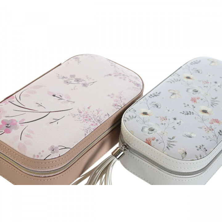 Boîte à bijoux DKD Home Decor Bleu Gris Camel Rose clair Polyuréthane Miroir 18,5 x 10 x 5 cm (2 Unités)