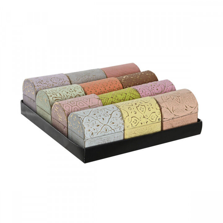 Jewelry box DKD Home Decor Multicolour Metal Mango wood 4 x 5 x 5 cm (12 Units)