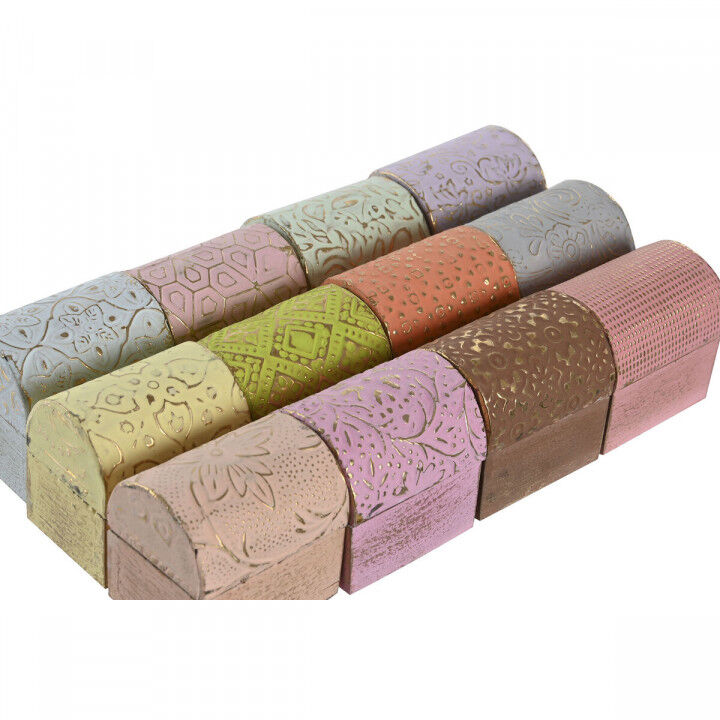 Box-Schmuckkästchen DKD Home Decor Bunt Metall Mango-Holz 4 x 5 x 5 cm (12 Stück)