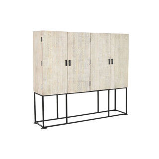 Cupboard Home ESPRIT White Black Metal Mango wood 180 x 40 x 160 cm
