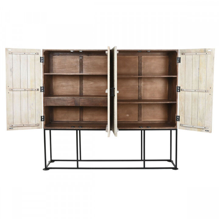 Armario Home ESPRIT Blanco Negro Metal Madera de mango 180 x 40 x 160 cm